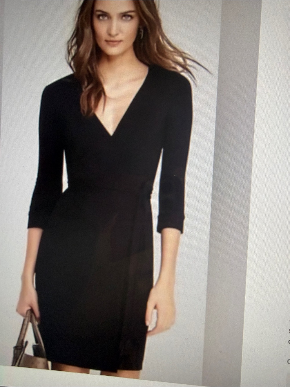 Diane Von Furstenberg Black Long-Sleeve Wrap Tie Dress Classy Timepiece Preppy L